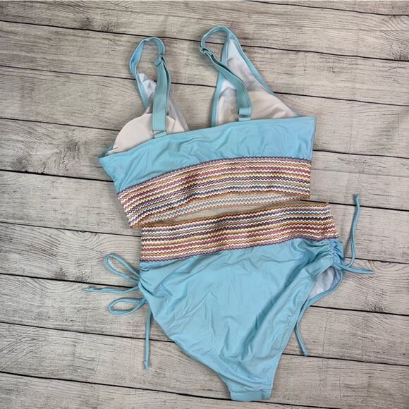 Lowock NEW Women's High Waisted 2 Piece Bikini Set Light Blue Size Large - Picture 9 of 10